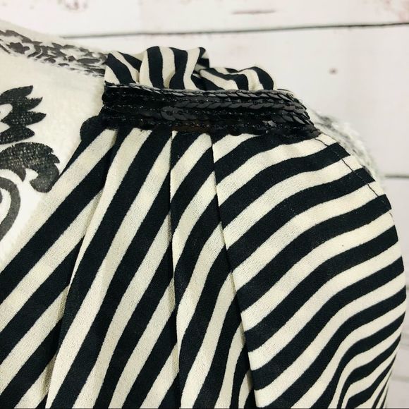 H by Halston Asymmetrical One Shoulder Flowy Draped Striped Cocktail Dress XL - Picture 5 of 8